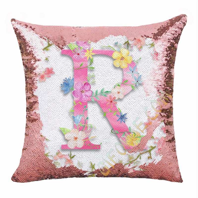 Custom Shiny Pillow Flower Monogram Magic Pillow - Click Image to Close